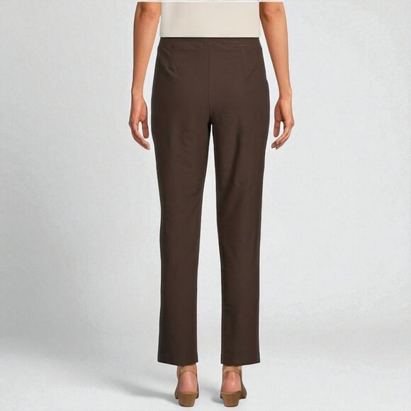 Eileen Fisher Wren Brown Stretch Crepe Slim Ankle Pants Pull-On Size 4 - Picture 2 of 11